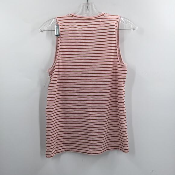Madewell Women's Striped Tank Top Sleeveless V-Neck Pink Brown Size X-Small NWT - Picture 2 of 4